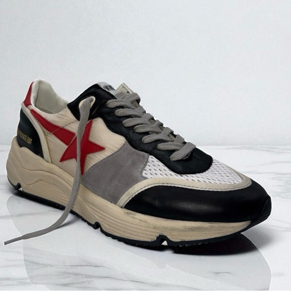 GOLDEN GOOSE Men's Running Sole Low-top Sneakers In White Black Red